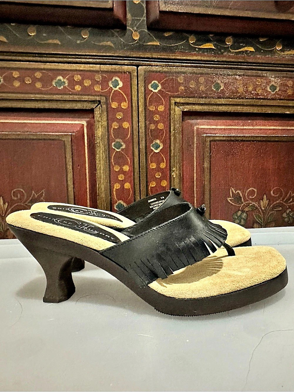 Chinese Laundry Fringe Platform Heels in Black & Tan